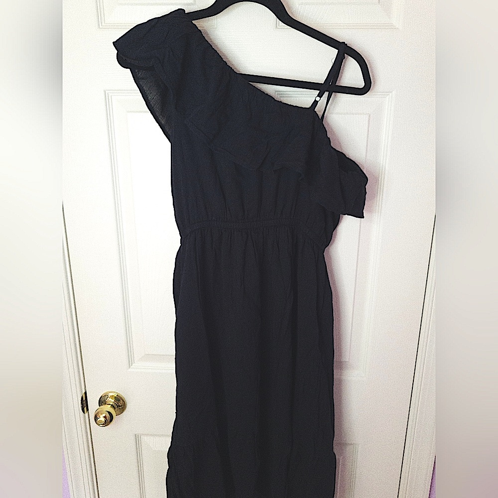 Black dress one strap maxi flowy old navy